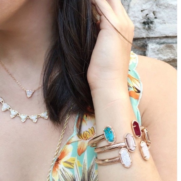 KENDRA SCOTT • Customized Turquoise Rose Gold Elton Purple Agate Cuff Br… - Picture 2 of 3